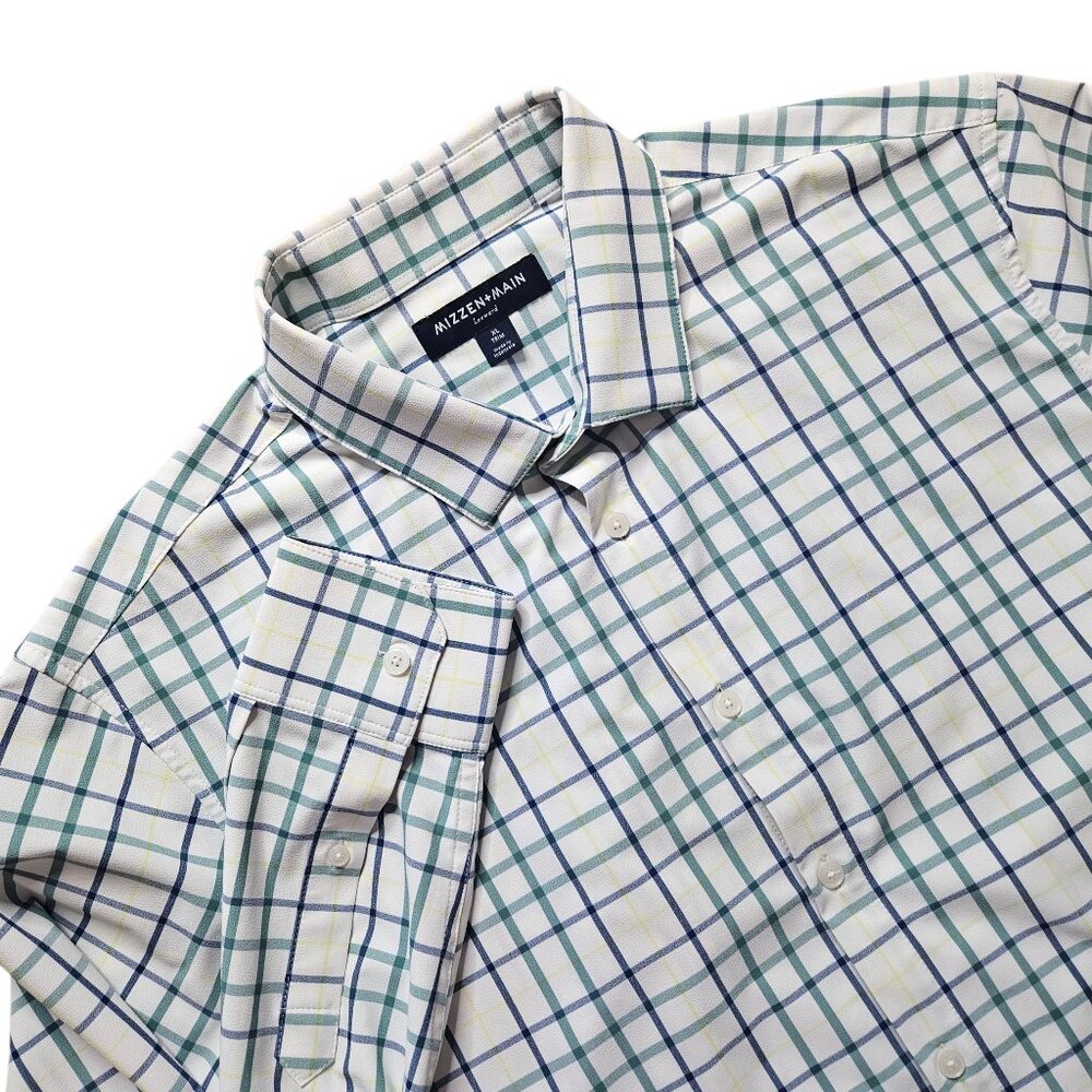 Mizzen + Main Men's XL Leeward Dress Shirt Trim Fit Long Sleeve Plaid Office